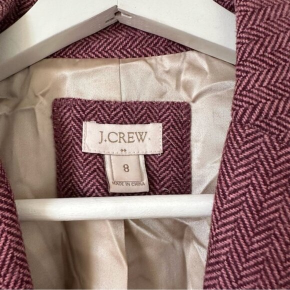 J. Crew Wool Blend Blazer With Elbow Patches In Maroon Size 8 - Picture 7 of 8